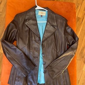 Brown Leather Blazer Jacket